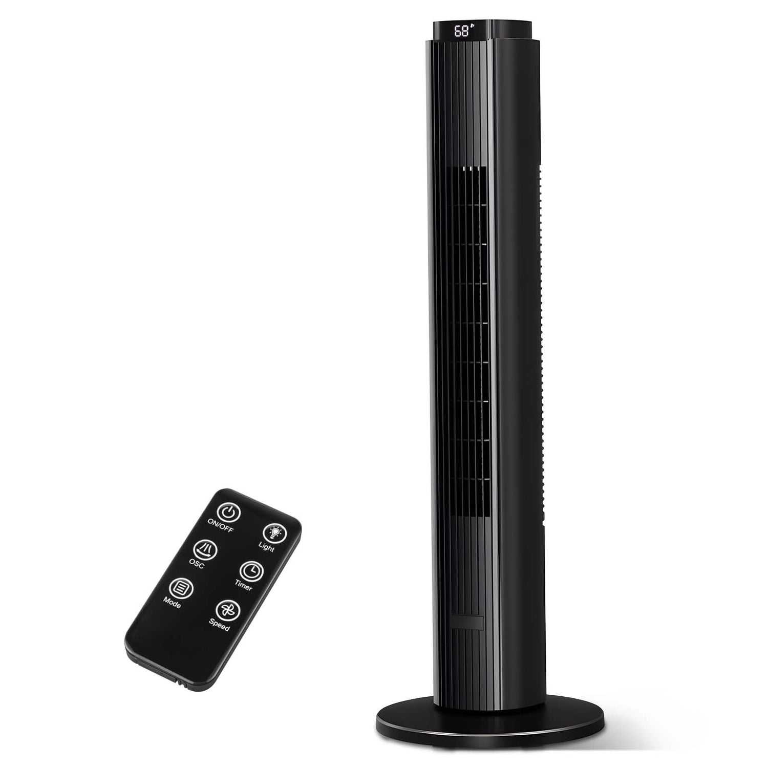 37 Inch Bladeless Tower Fan 80° Oscillating 23ft/s with 4 Mode 6 Speeds and 12H Timer 53025ETF0