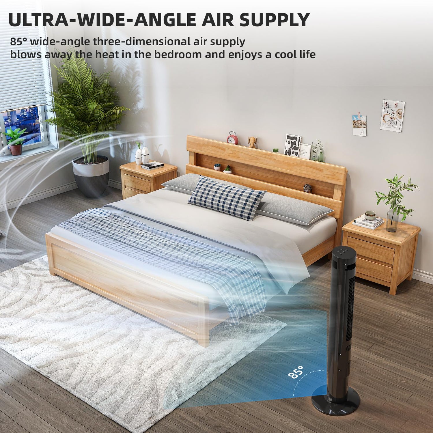 43 Inch Tower Fan 85° Oscillating Bladeless with 3 Modes 3 Speeds and 12H Timer 5314H