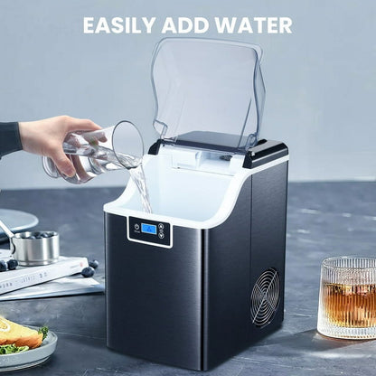 KISSAIR Nugget Ice Maker Countertop with Soft Chewable Pellet Ice, Self-Cleaning, LED Display, 44lbs/24H, Suitable for Home/Kitchen/Bar/Party-Black