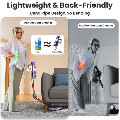 KISSAIR Clean & Empty Cordless Stick Vacuum – Lightweight Cordless with HEPA Filter, Portable, Rechargeable, Auto-Empty System, Stick Vacuum for Pet Hair, Carpets & Hardfloor, Purple