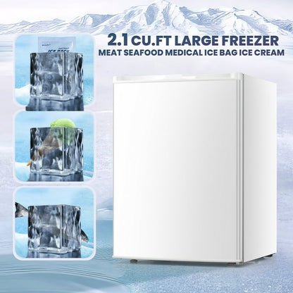 KISSAIR Mini Freezer Countertop, Energy Saving 2.1 Cu.Ft Compact Upright Freezer, with Reversible Door Small Freezer (White)