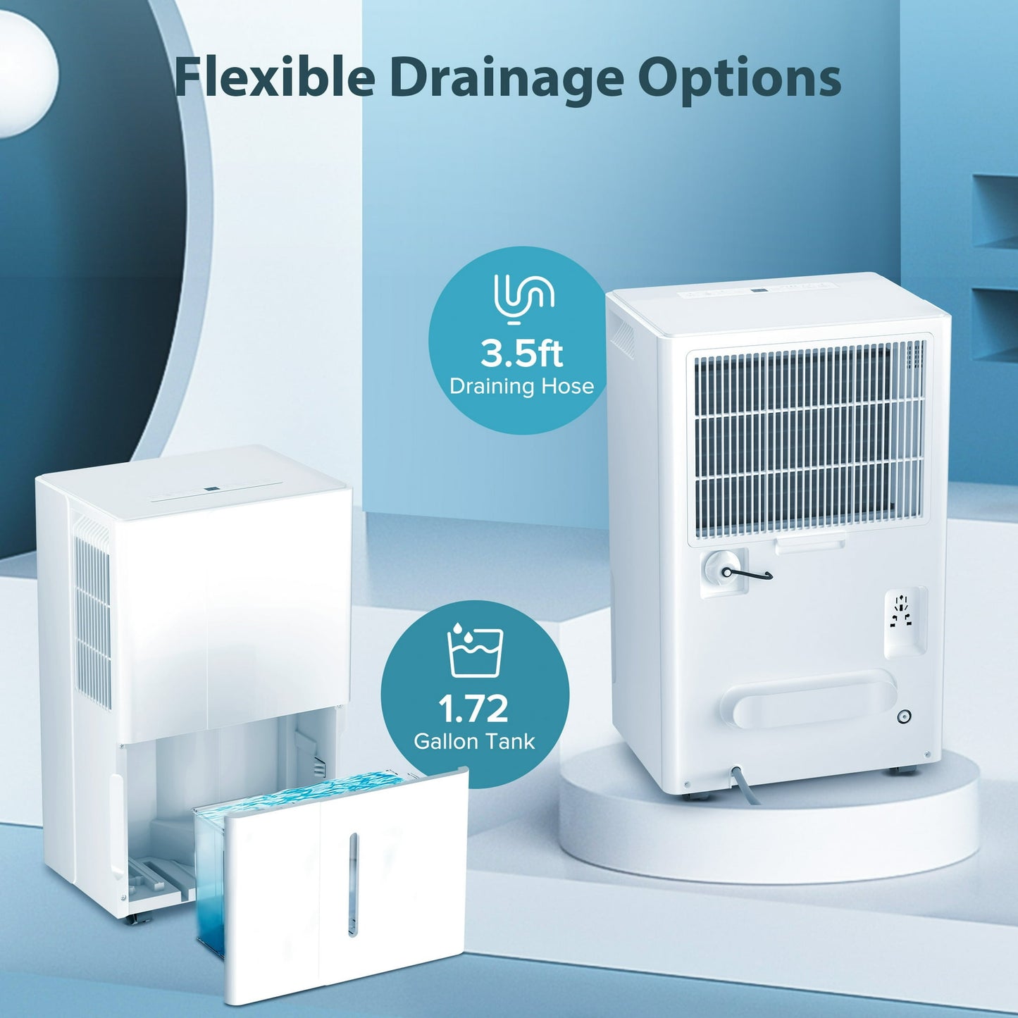 KISSAIR 9 Pints Dehumidifier, 1000 Sq. Ft Coverage Area with Timer Continuous & Dry Mode, 24H Timer, 2L Water Tank, Portable Dehumidifier for Basement/Bathroom/Laundry Room