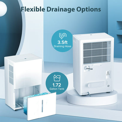KISSAIR 9 Pints Dehumidifier, 1000 Sq. Ft Coverage Area with Timer Continuous & Dry Mode, 24H Timer, 2L Water Tank, Portable Dehumidifier for Basement/Bathroom/Laundry Room