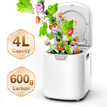 Kissair Smart Electric Composter for Kitchen, 4L Large Capacity Odorless Quiet Indoor Compost Bin 3-5 Hours Food Waste Composting for Gardening