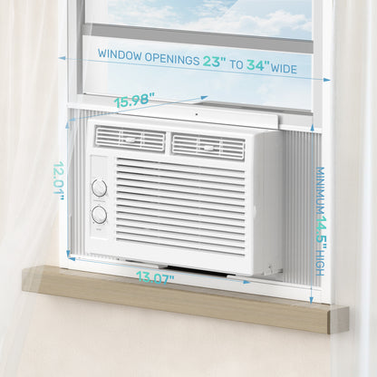 KISSAIR 5000 BTU Mechanical Window air conditioner, Cools Up to 150 sq.ft for Small Rooms, 42dB White