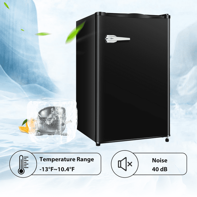 KISSAIR Upright Compact Freezer 2.3 Cu.ft, Freestanding Mini Freezer with Removable Shelf, Single Door, Adjustable Temperature, Suitable for Home/Office/Apartment/Dorm, - Black