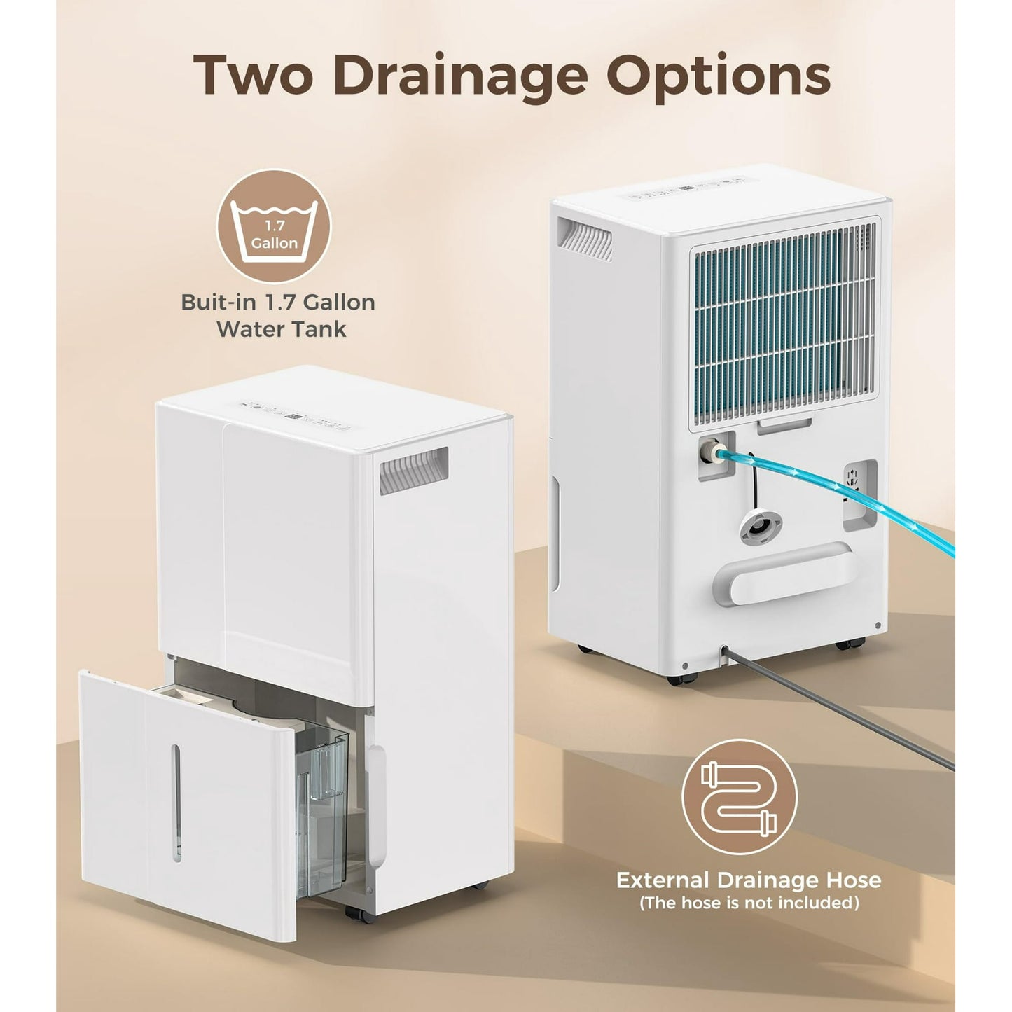 KISSAIR 22 Pint Home Dehumidifier with Drain Hose, 2100 sq ft Coverage Area with Auto Defrost, Energy Star, 24h Timer, Basement/Laundry Room/Bedroom