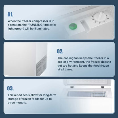 KISSAIR 1.8 Cubic Feet Chest Freezer Free Standing Top open Door Compact Freezer with Adjustable Temperature-White