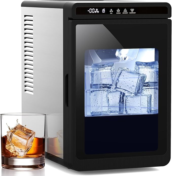 1.6" Crystal Clear Ice Maker Countertop-Produces 9 Clear Cubic Ice per Hour