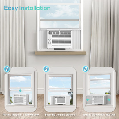KISSAIR 5000 BTU Mechanical Window air conditioner, Cools Up to 150 sq.ft for Small Rooms, 42dB White