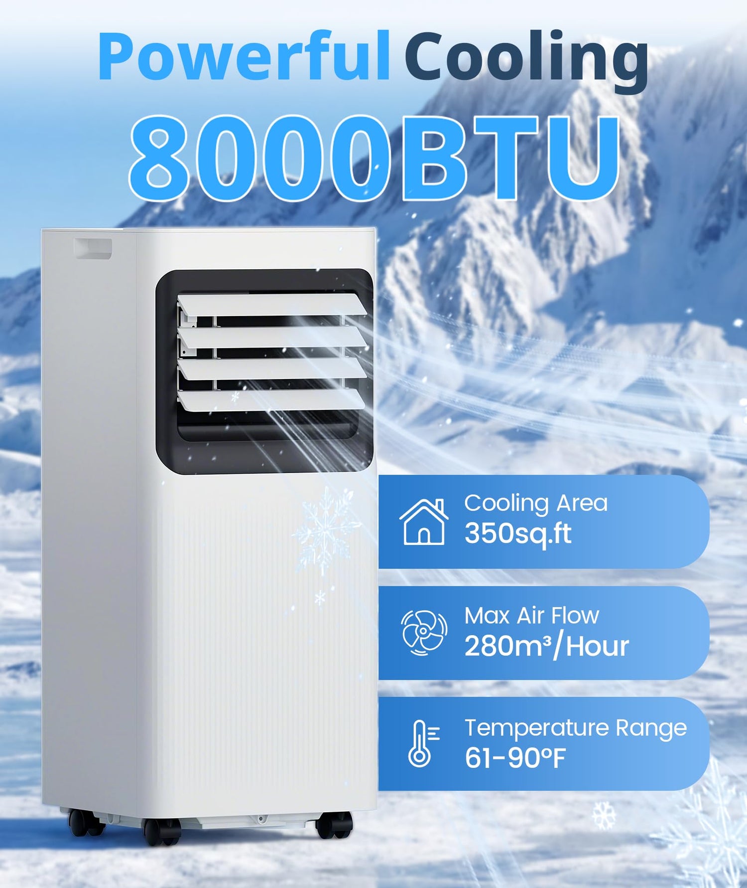8000/10000 BTU Portable Air Conditioner 4-in-1 with Sleep Mode and Child Lock A4216T