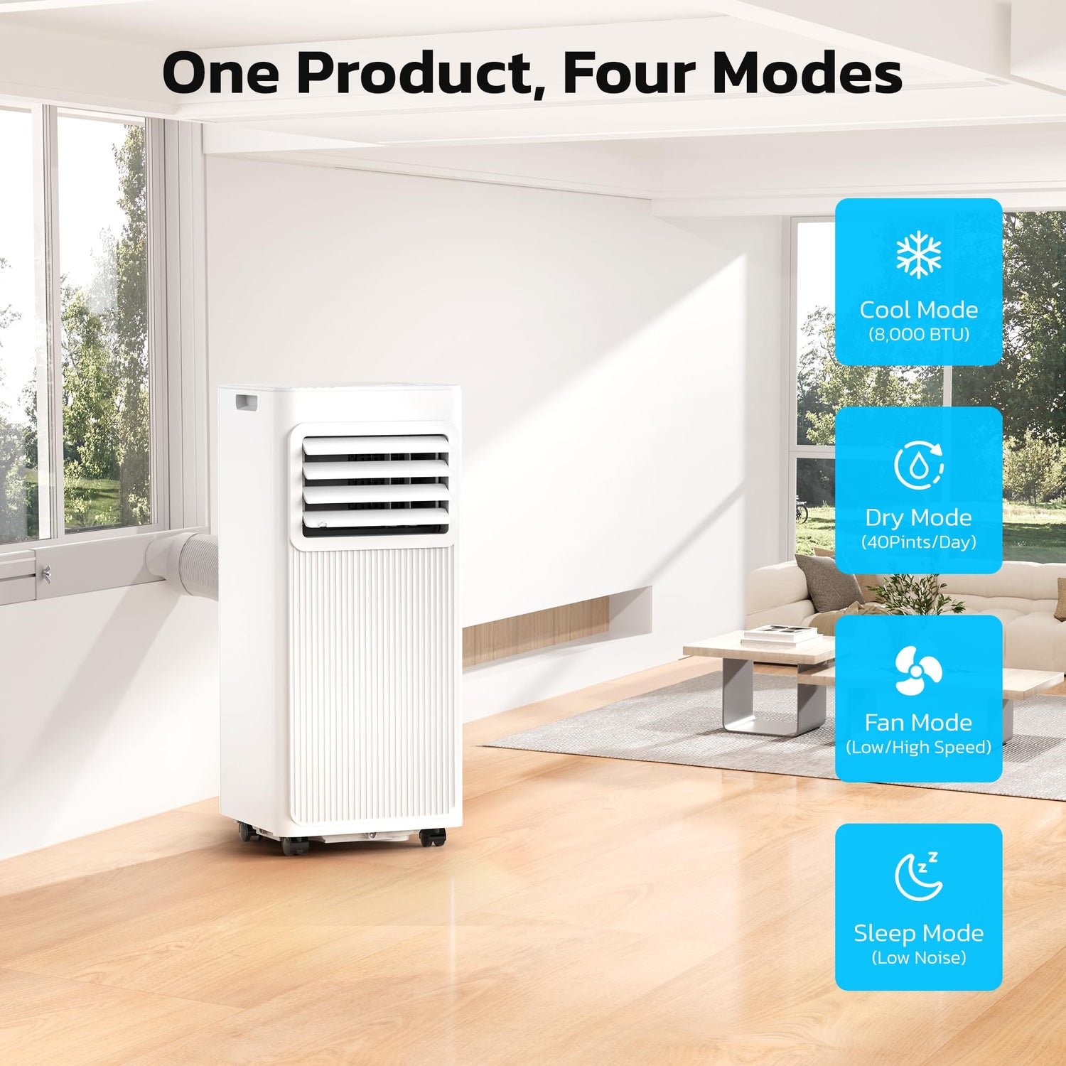 8000/10000 BTU Portable Air Conditioners with 4 Modes and Remote Control A4216L