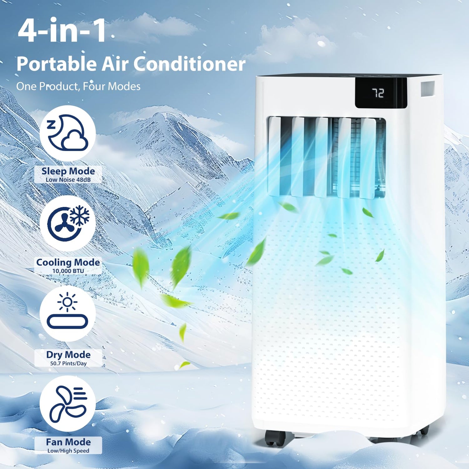 8000/10000 BTU Portable Air Conditioner 3-in-1 with Self-Evaporating and Auto Swing A4216G