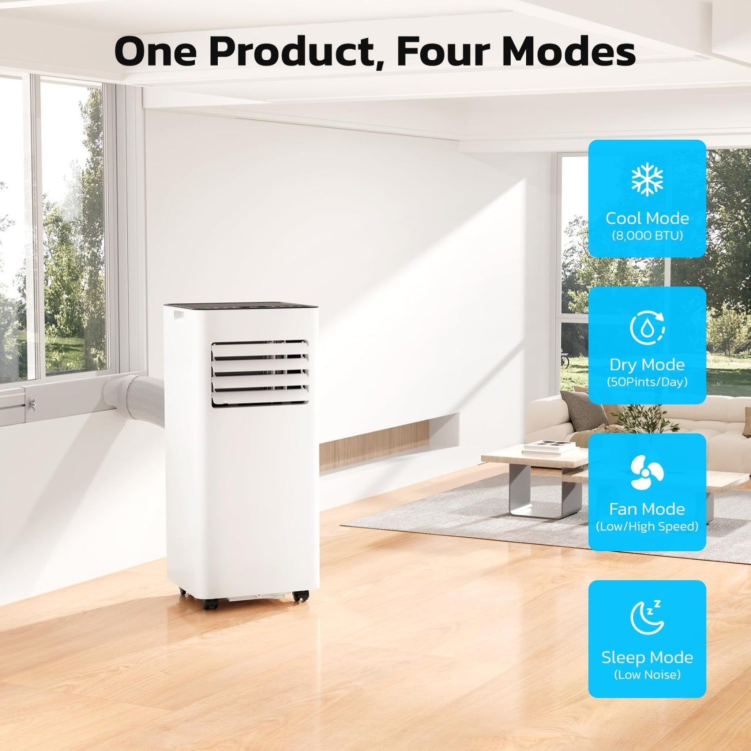 8000/10000 BTU Portable Air Conditioners 4 Modes with with Fast Cooling Self-Evaporation System A4216A