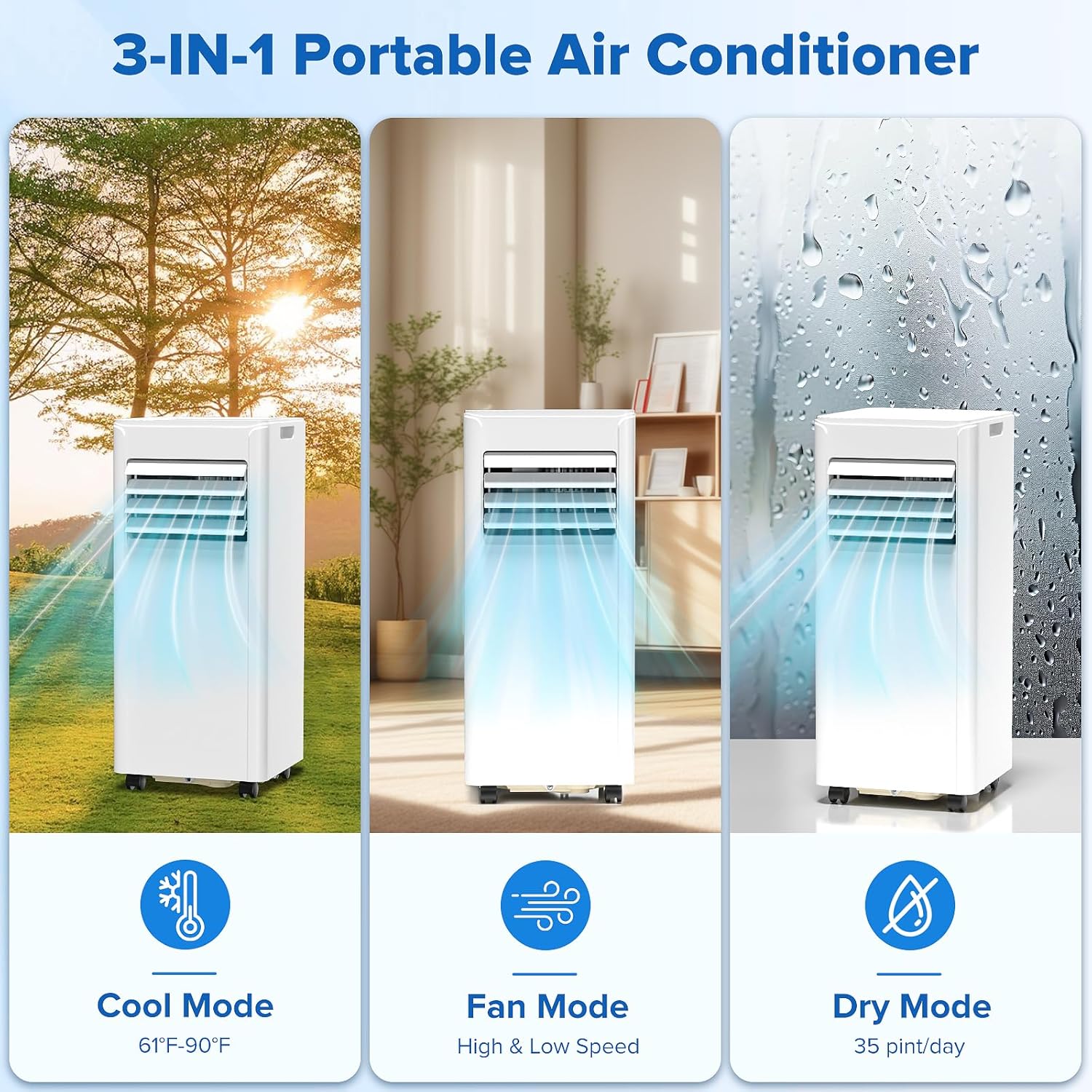 8000 BTU Portable Air Conditioner Cools up to 350 Sq. Ft.