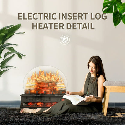 KISSAIR Electric Fireplace Log Set Heater with Remote Control, Flame Brightness Adjustable, Realistic Ember Bed