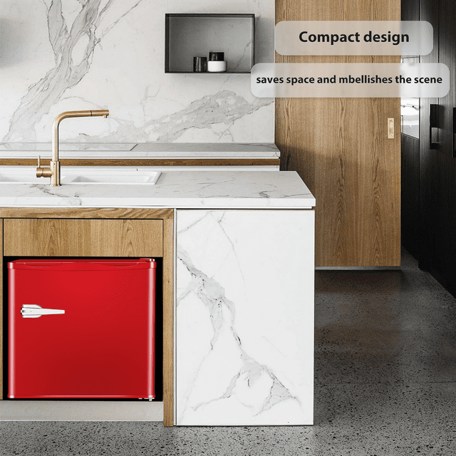 KISSAIR Upright Compact Freezer 1.2 Cu.ft, Freestanding Mini Freezer with Removable Shelf, Single Door, Adjustable Temperature Control, Red