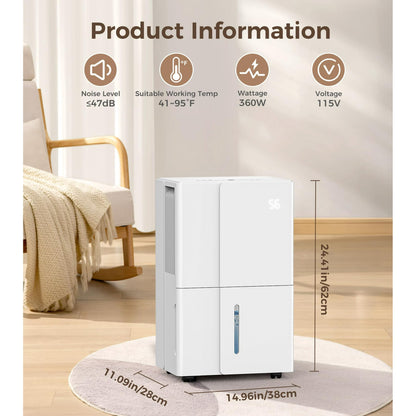 KISSAIR 22 Pint Home Dehumidifier with Drain Hose, 2100 sq ft Coverage Area with Auto Defrost, Energy Star, 24h Timer, Basement/Laundry Room/Bedroom