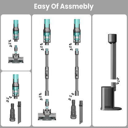 KISSAIR Cordless Vacuum Cleaner with Auto-Empty System, PowerDetect Clean & Empty, DuoClean Detect Nozzle & MultiFlex, Powerful Suction, HEPA Filter, Pet Hair Pickup, Carpets, Hardwood, Tiffany Green