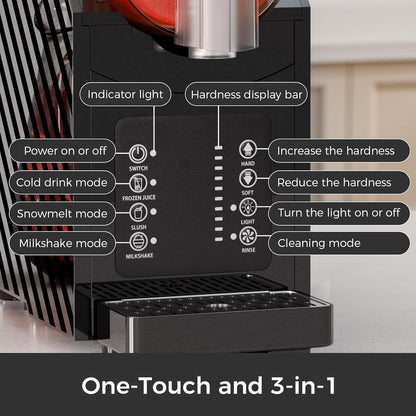 Slushie Machine for Home, Slushy Machine with 3 Preset Modes Frozen Juice Slush Milkshake, No Ice Needed, Adjustable Hardness, Self-Cleaning Function, Safety Protection, Frozen Drink Maker