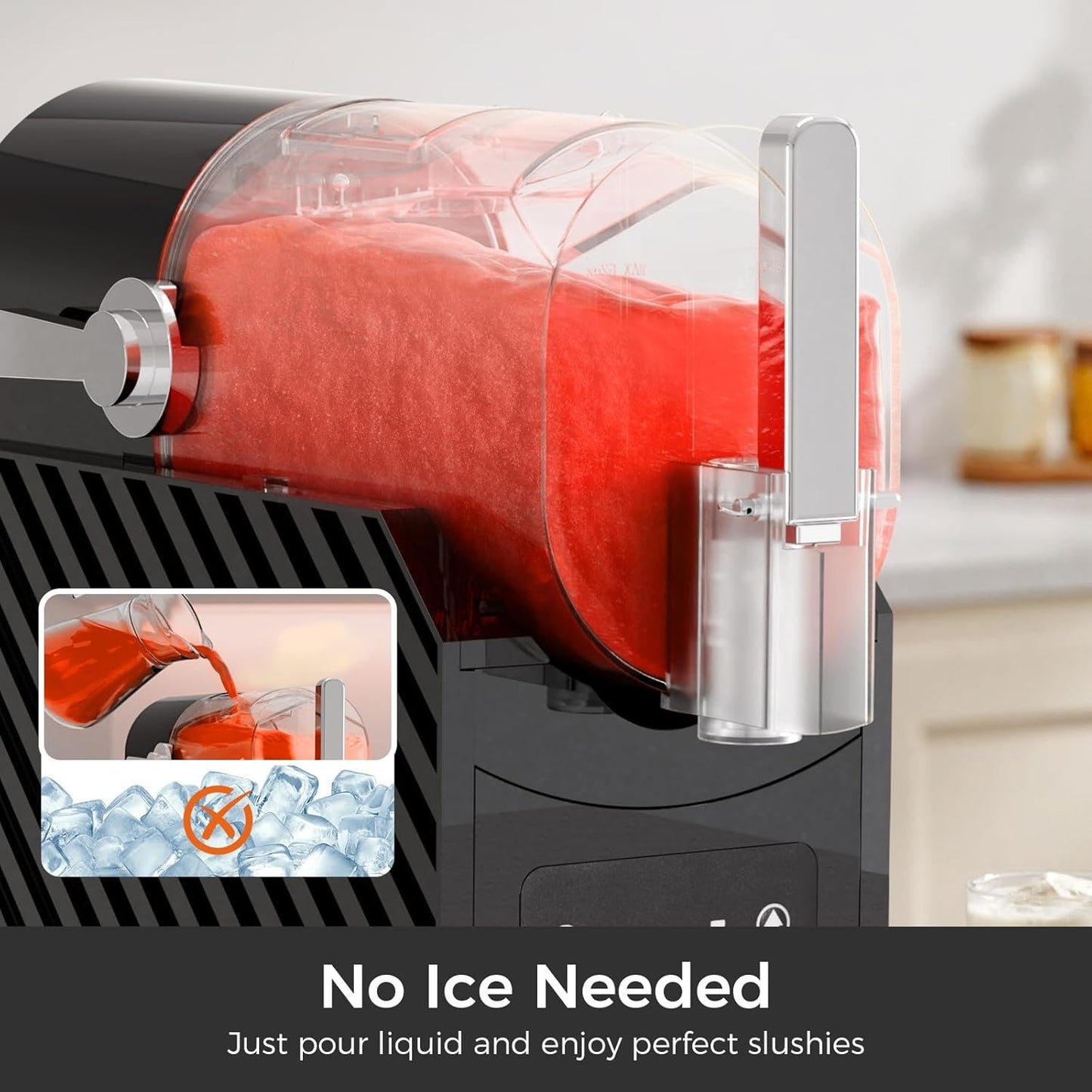 Slushie Machine for Home, Slushy Machine with 3 Preset Modes Frozen Juice Slush Milkshake, No Ice Needed, Adjustable Hardness, Self-Cleaning Function, Safety Protection, Frozen Drink Maker