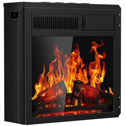 KISSAIR 20" Electric Fireplace Insert 18" Freestanding Heater with 7 Log Hearth Flame Settings, Remote Control and Adjustable Flame,750W/1500W-Black