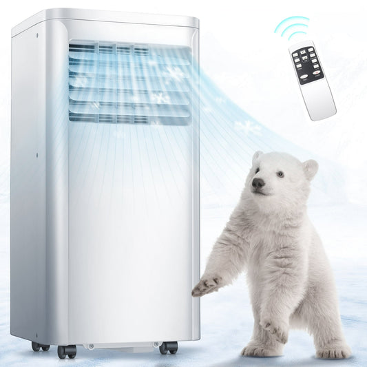 Auseo 10,000 BTU Portable Air Conditioner - Ultra Quiet 3-in-1 AC Unit with Dehumidifier & Fan, Cools Rooms Up to 450 Sq.Ft Fast, Includes Remote Control & 24H Timer, Easy Install(White )