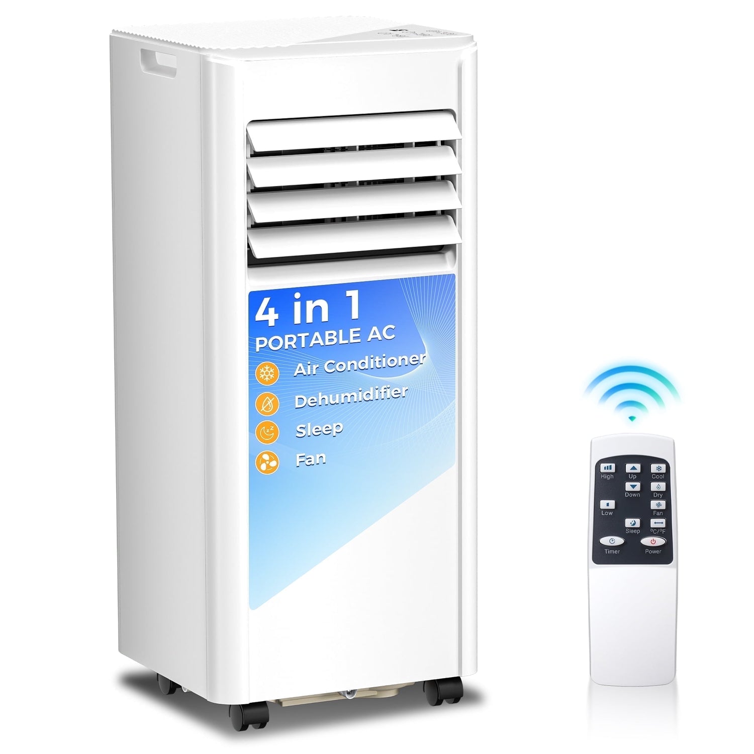 KISSAIR 10000 BTU Portable Air Conditioner, Dehumidifier, Fan, Sleep Mode, 4 in 1 AC with 24-Hour Timer
