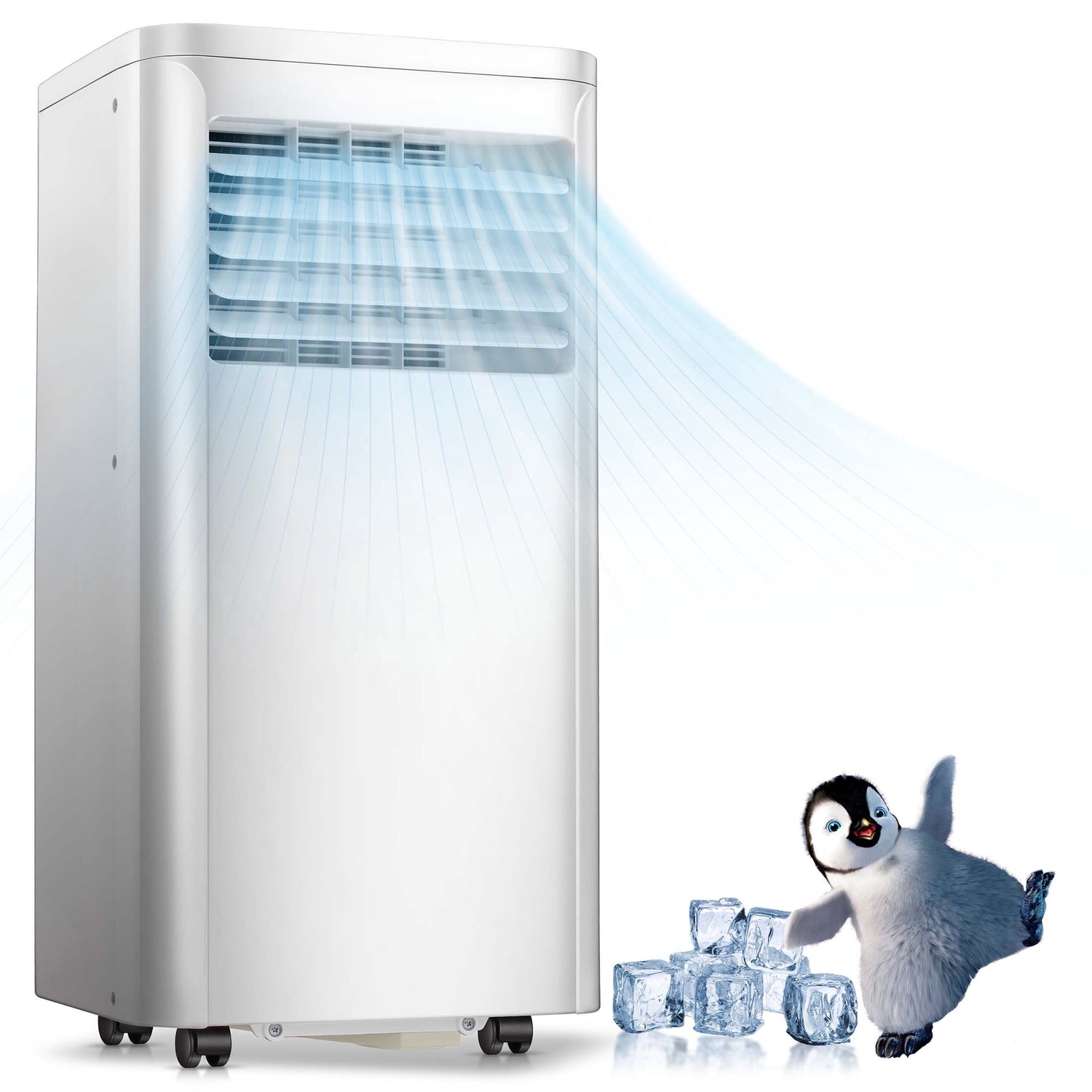 KISSAIR Portable Air Conditioner 8000 BTU Ashrae, Covers up to 350 Sq. Ft.,3-in-1 with Dehumidifier/Fan/Sleep Modes, Remote Control, 24-Hour Timer
