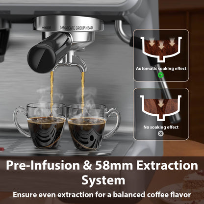 KISSAIR Semi-Automatic Espresso Machine with Grinder