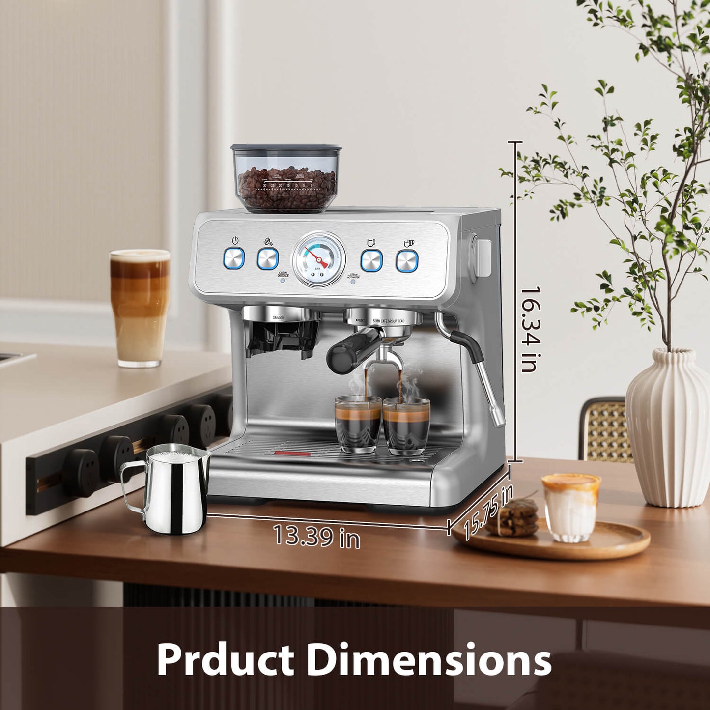KISSAIR Semi-Automatic Espresso Machine with Grinder