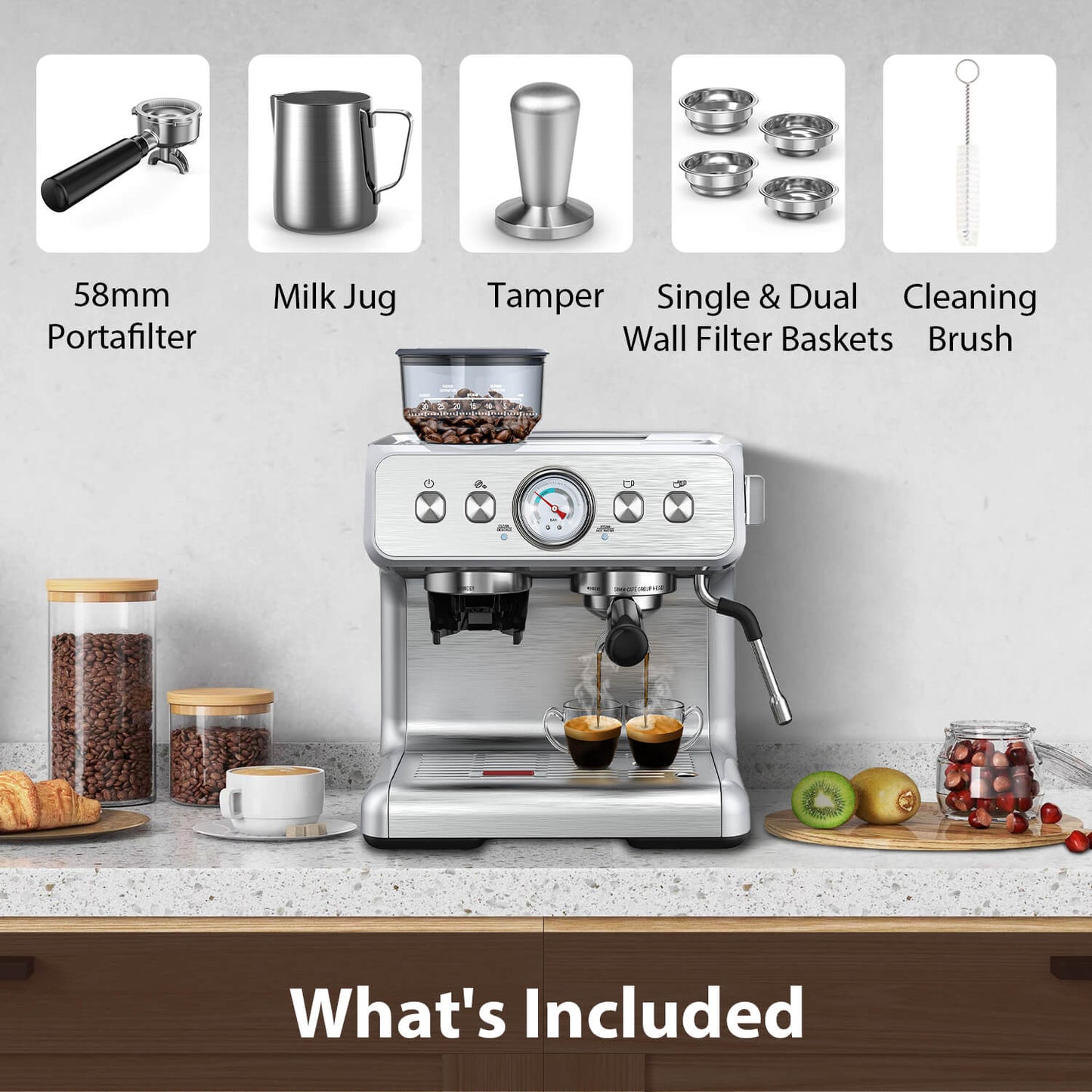 KISSAIR Semi-Automatic Espresso Machine with Grinder