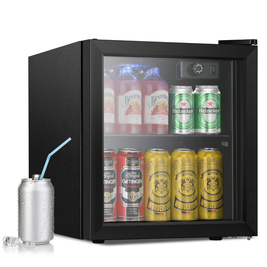 KISSAIR 1.3 Cu.ft Beverage Refrigerator Cooler - 12 Bottle & 48 Can Mini Fridge, Wine Cooler, Mini Drink Cooler Dispenser with Transparent Glass Door, for Home/Bar/Office