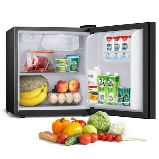 KISSAIR 1.6 cu.ft Compact Refrigerator Mini Fridge with Glass Door, Low Noise, Large Storage Space, Adjustable Temperature & Removable Shelves, Perfect for Kitchen/Living Room/Office/Apartment,-Black