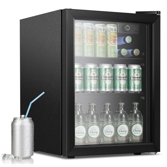 KISSAIR 1.7Cu.ft Wine Cooler Cabinet Beverage Refrigerator Mini Clear Front Glass Door Counter Bar Fridge, for Home/Bar/Office