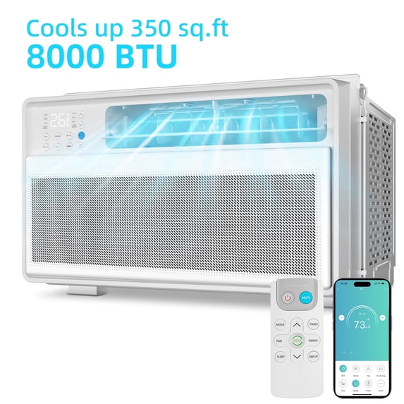 KISSAIR 12,000 BTU 6 in1 Modes Wi-Fi Enabled Window Air Conditioner with Remote Control & 24H Timer,Energy-Saving & Low Noise for Home/Office/Dorm/Apartment, Cools up to 450 Sq.ft.