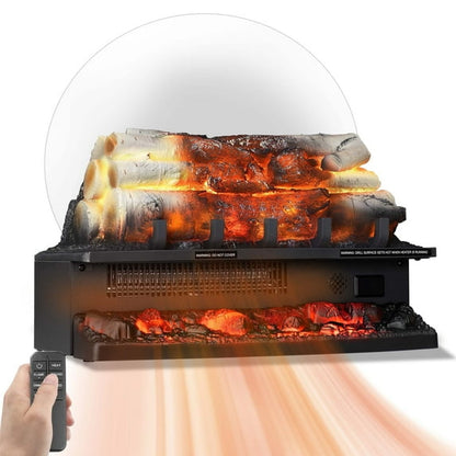 KISSAIR 21" 1500W Electric Fireplace, Logs Heater, Freestanding Fire Flame Indoor Fireplace, Gray