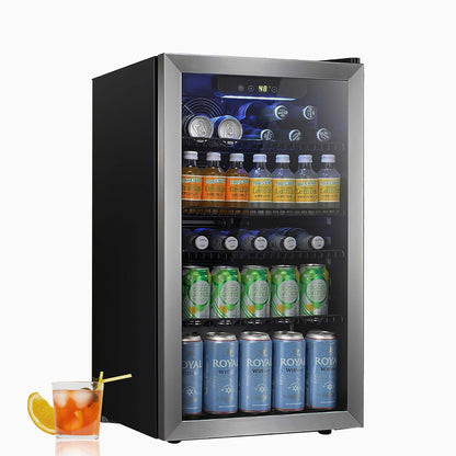 KISSAIR 3.2Cu.ft Beverage Refrigerator Cooler, 120 Can Mini Fridge with Glass Door for Soda Beer or Wine, With Adjustable Removable Shelves, Bar/Office/Home
