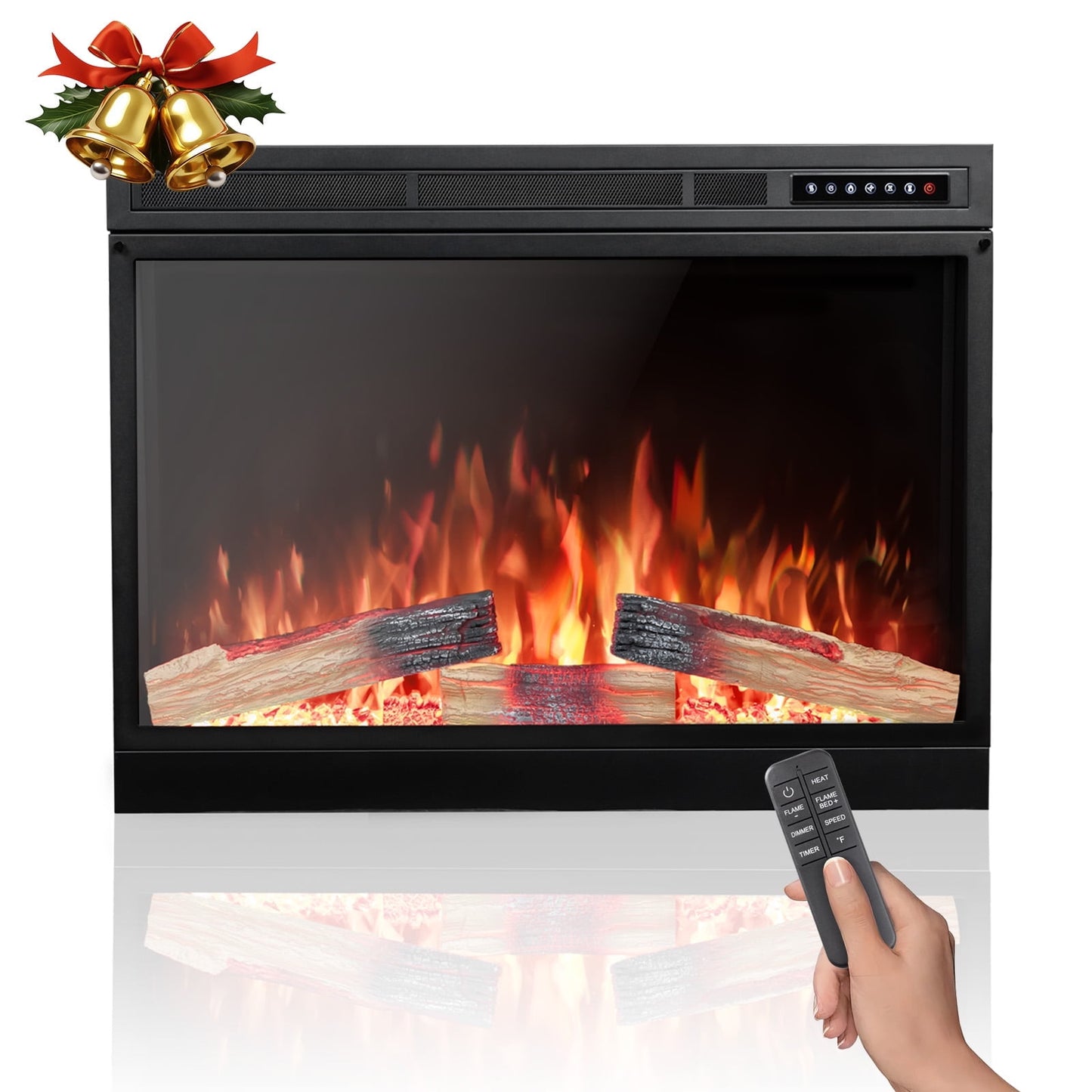 KISSAIR 36” Electric Fireplace Insert 750W 1500W Touch Screen with Remote Control