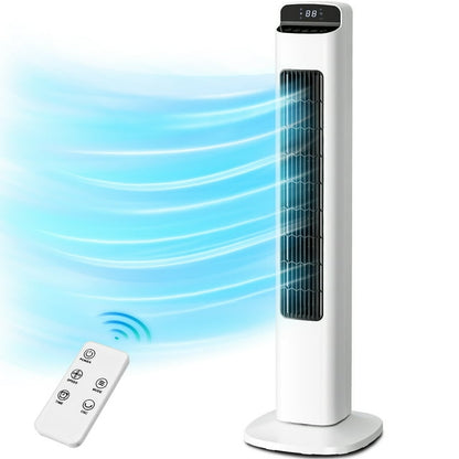 KISSAIR Ultra Quiet Tower Fan, 36 Inch Oscillating Fan with Remote Control, 5 Speed & 3 Modes, 12H Timer, 80° Wide-Angle Cooling for Large Bedroom, Office, Home - Easy Assembly, White