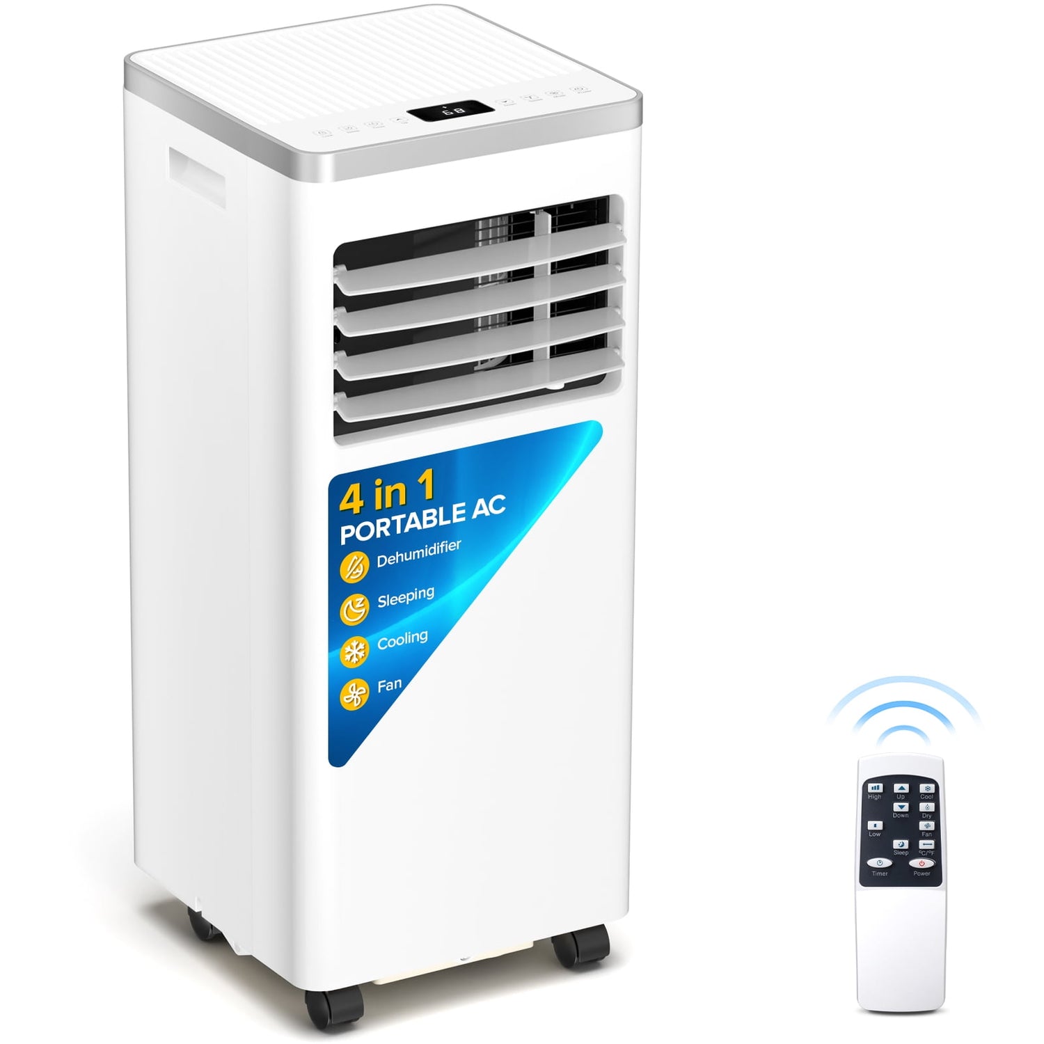 KISSAIR 10,000 BTU Ashare Portable Air Conditioner, 4-in-1 Room Air Conditioner, Floor Standing AC with Remote Control, Sleep Mode, Windows Kit