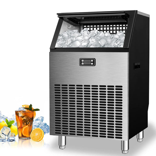 KISSAIR Commercial Ice Maker Machine, Freestanding Ice Cube Maker Makes 265 lbs /24 Hrs with 48 Pounds Storage Capacity, Ideal for Restaurants, Bars, Homes Includes Scoop and Connection Hose