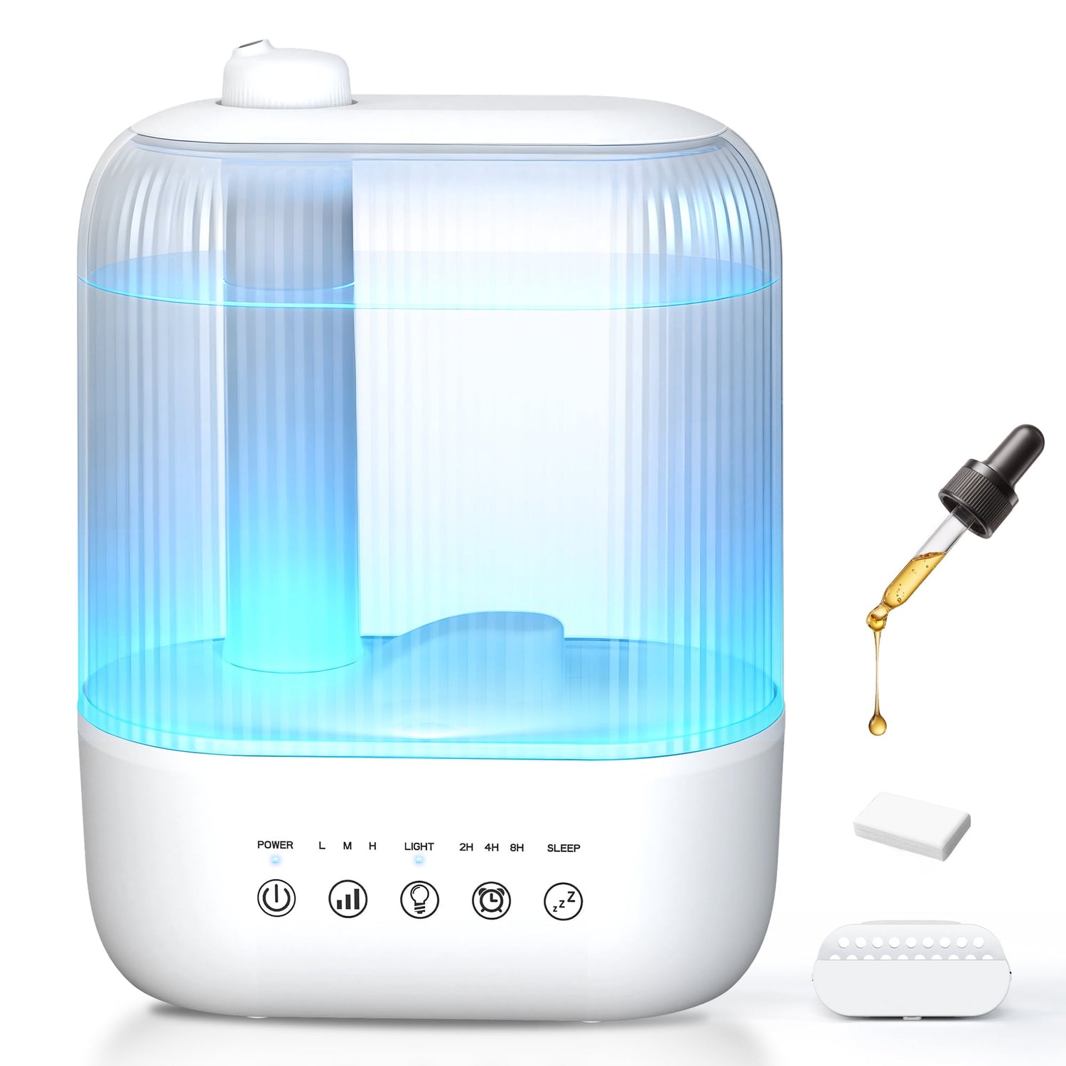 KISSAIR Cool Mist Humidifier for Room, 3L Top-Fill & 37H Runtime Ultrasonic Humidifier, Essential Oil Aroma Pad Tray, 22dB Quiet Ultrasonic Humidifier for Home, Touch Control