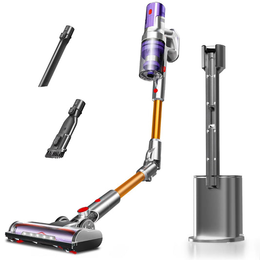 KISSAIR Cordless Vacuum Cleaner with Auto-Empty System, PowerDetect Clean & Empty, DuoClean Detect Nozzle & MultiFlex, Powerful Suction, HEPA Filter, Pet Hair Pickup, Carpets & Hardfloor, Purple
