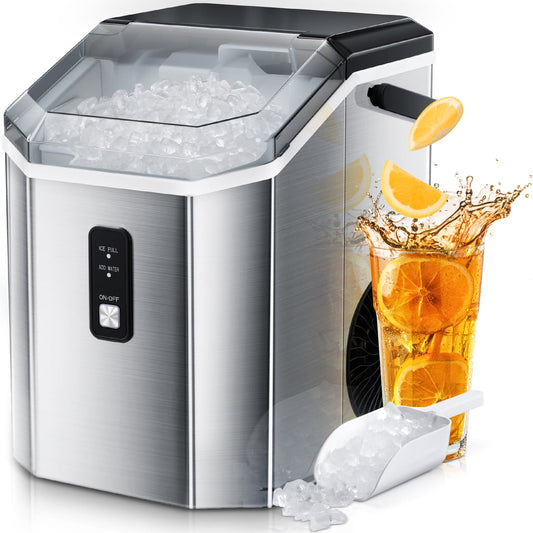 KISSAIR Nugget Ice Maker Countertop, Pebble Ice, 35Lbs/24H, Self-Cleaning, Silver