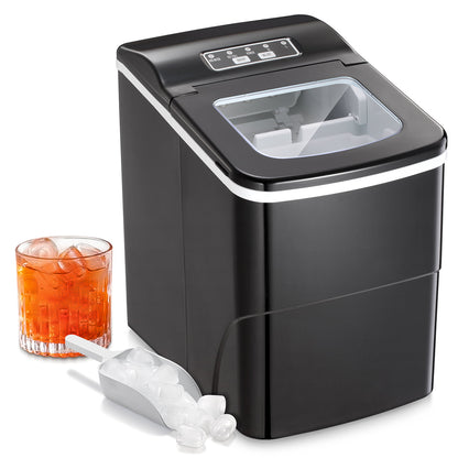 KISSAIR Countertop Ice Makers, 9 Pcs/6-8 Mins, 26Lbs/Day, Portable Ice Machine with Self-Cleaning, S/L Cubes Size, Suitable for Home/Bar/Office/Party, Black