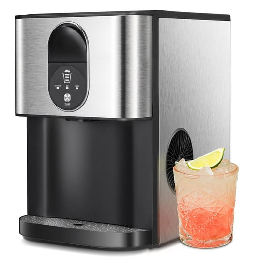 KISSAIR Nugget Ice Maker, Countertop Ice Maker with Soft Chewable Ice, 44 Lbs/24H, Self-Cleaning, One-Click Operation, for Home/Kitchen/Office/Party-Silver