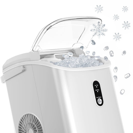 KISSAIR Nugget Ice Maker Countertop with Soft Chewable Pellet Ice, Portable Ice Machine with Handle, 35lbs/24H, White