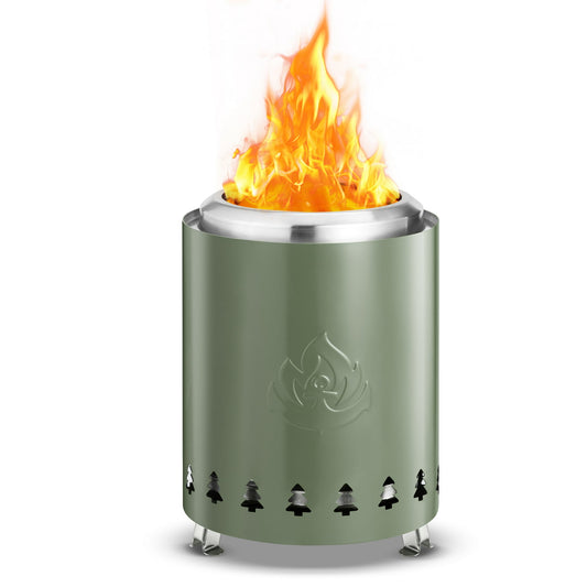 KISSAIR Outdoor Mini Tabletop Fire Pit, Portable Dual Fuel, Safe and Smokeless, 304 Stainless Steel, Green