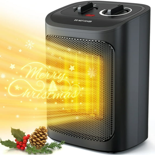 KISSAIR Space Heater 750W/1500W, 2S Rapid Heating, Ceramic Portable Heater Fan, Ideal for Home/Dorm/Office/Kitchen, Black